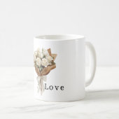 ホワイトローズの花束 愛 コーヒーマグカップ (正面右)
