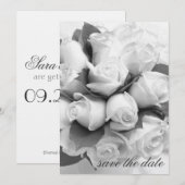 ホワイトローズの「Save the Date」発表 招待状 (正面/裏面)