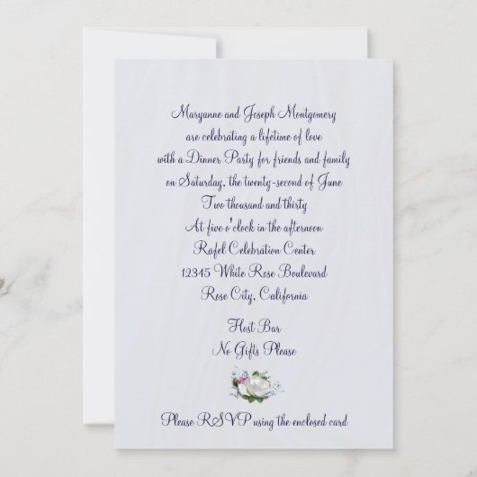 ホワイトローズアニバーサリー パーティー オーダーメイド 年 招待状 (裏面)