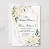 ホワイトローズアンドグリーンリーブライダルシャワー 招待状 (正面)