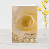 ホワイトローズアンドパール悔やみや弔慰 カード (黄色い花)