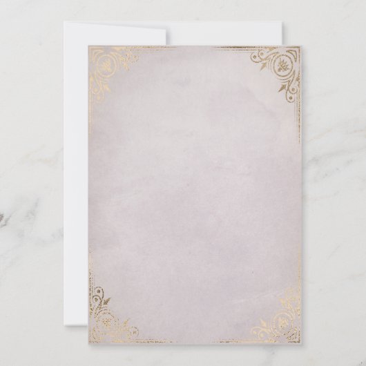 ホワイトローズアンド金ゴールドヴィンテージラベンダーキンセアニェラ 招待状 (裏面)