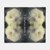 ホワイトローズインフル開花抽象芸術 パーソナライズされた フリースブランケット (正面(横))