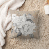 ホワイトローズウィズ金ゴールドリーフ クッション (ブランケット)