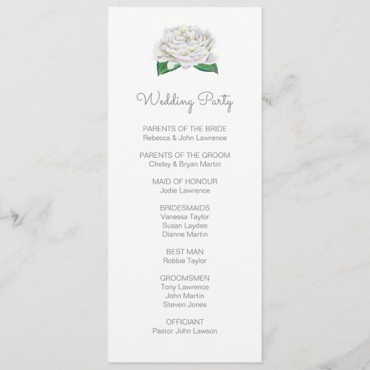 ホワイトローズウォーターカラー結婚式 プログラム (裏面)