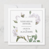 ホワイトローズエレガントなウェディングリハーサルディナー 招待状 (正面)