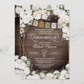 ホワイトローズエレガントウェスタン素朴キンセニェラInv 招待状 (正面/裏面)