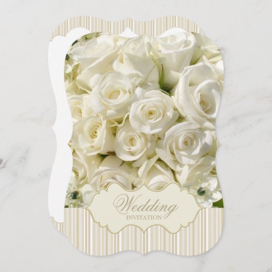 ホワイトローズエレガントウェディング招待状 招待状 (正面/裏面)