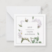 ホワイトローズエレガントウェディングRSVPカード ノートカード (正面)