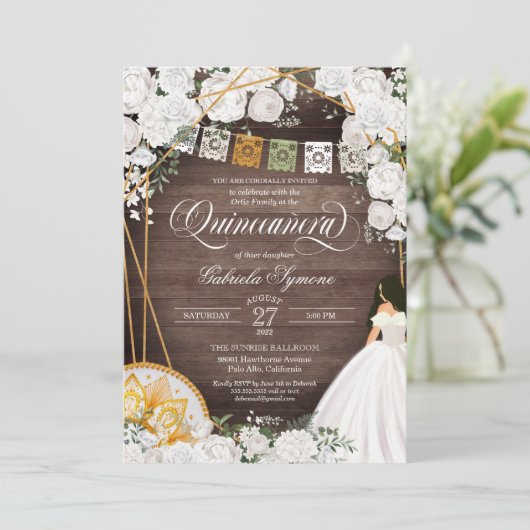 ホワイトローズエレガントウエスタンチャロキンセアニェラ 招待状 (スタンド正面)