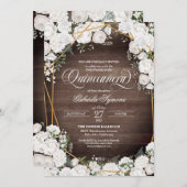 ホワイトローズエレガントウッド素朴フローラキンセアニラ 招待状 (正面/裏面)