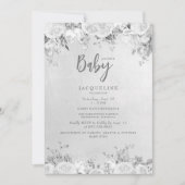 ホワイトローズエレガントフローラベビーシャワー 招待状 (正面)