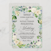 ホワイトローズエレガントフローラ結婚式招待状 招待状 (正面/裏面)