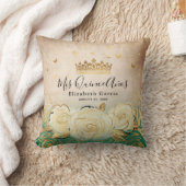 ホワイトローズエレガント金ゴールドグリーンキンセアニェラ クッション (ブランケット)