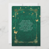 ホワイトローズエレガント金ゴールドグリーンキンセアニェラ 招待状 (裏面)