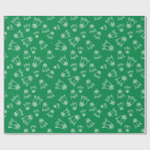 ホワイトローズエンゲージメントシャワーの贈り物グリーンシームレス ラッピングペーパー (フラット)