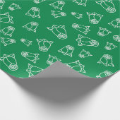 ホワイトローズエンゲージメントシャワーの贈り物グリーンシームレス ラッピングペーパー (角)