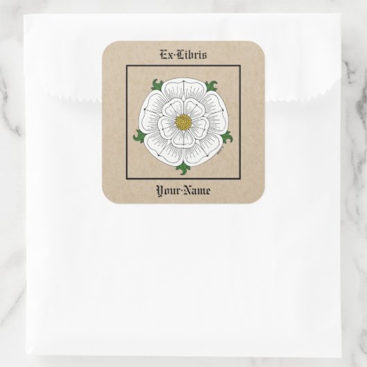 ホワイトローズオブヨーク蔵書票 スクエアシール (バッグ)