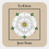 ホワイトローズオブヨーク蔵書票 スクエアシール (正面)