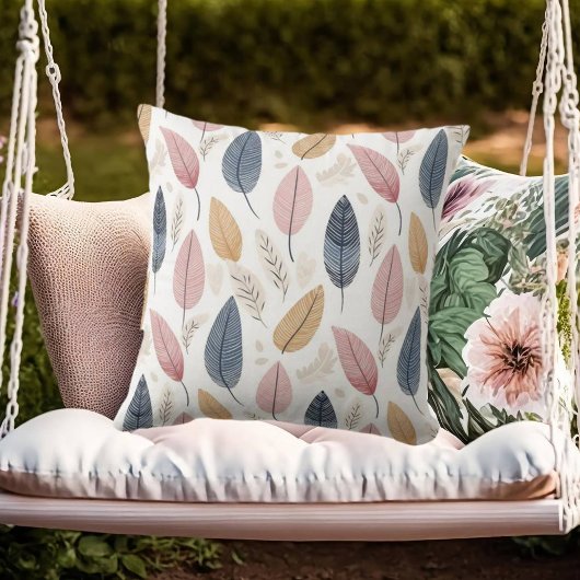 ホワイトローズオレンジブルーボー葉ホ クッション