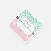 ホワイトローズオンアクア&ピンクブライダルシャワー スタンダードカクテルナプキン (角)