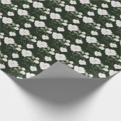 ホワイトローズオンブラックフローラギフトラッピング紙 ラッピングペーパー (角)