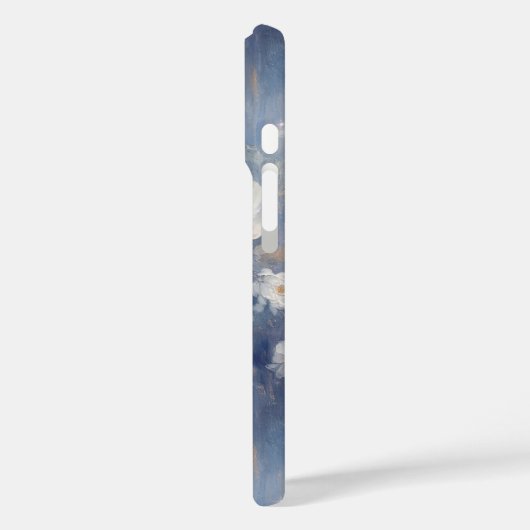 ホワイトローズオンブルーバックグラウンド油絵を描スタイル Case-Mate iPhoneケース (裏面 / 左)