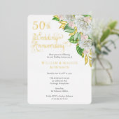 ホワイトローズオーキッド50結婚周年記念パーティー 箔招待状 (立ち正面)