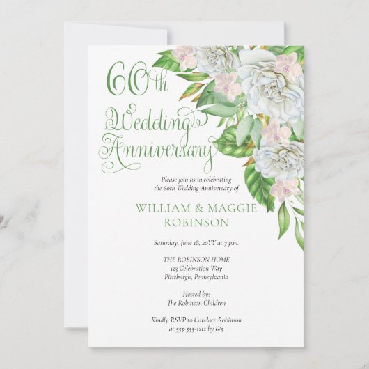 ホワイトローズオーキッド60結婚周年記念パーティー 招待状 (正面)