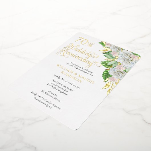 ホワイトローズオーキッド70周年ウェディングアニバーサリーパーティー 箔招待状 (回転した状態)