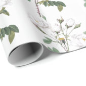 ホワイトローズガーデンフラワーパターンアート ラッピングペーパー (ロールコーナー)
