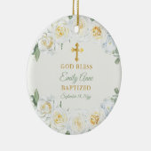 ホワイトローズガーデンフローラガールバプテスマ写真 セラミックオーナメント (右)