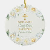 ホワイトローズガーデンフローラガールバプテスマ写真 セラミックオーナメント (正面)