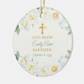 ホワイトローズガーデンフローラガールバプテスマ写真 セラミックオーナメント (左)