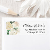 ホワイトローズクリーム金ゴールドエレガント差出人住所 ラベル (インサイチュ)