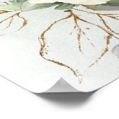 ホワイトローズグリーンユーカリプタス金ゴールド幾何学 ポスター (角)