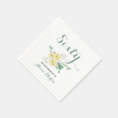 ホワイトローズグリーンリーシクティ誕生日 スタンダードカクテルナプキン (角)