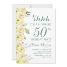 ホワイトローズグリーンリーフローラサプライズ50誕生日