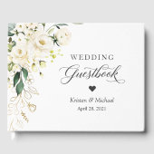 ホワイトローズグリーンリー金ゴールド結婚フローラ ゲストブック (正面)
