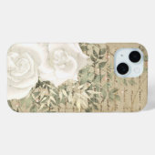 ホワイトローズグリーン系ボタニカルヴィンテージ手描き風 Case-Mate iPhoneケース (裏面 (横))