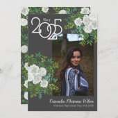 ホワイトローズグレー写真卒業発表 招待状 (正面/裏面)