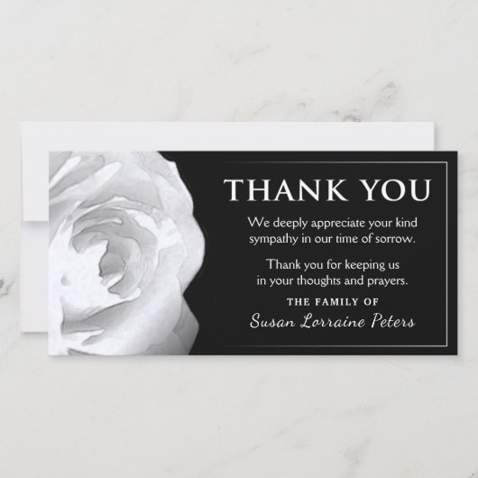 ホワイトローズサンキューファミリー悔やみや弔慰 サンキューカード (正面)