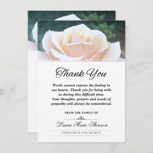 ホワイトローズサンキュー悔やみや弔慰葬式 サンキューカード (正面/裏面)