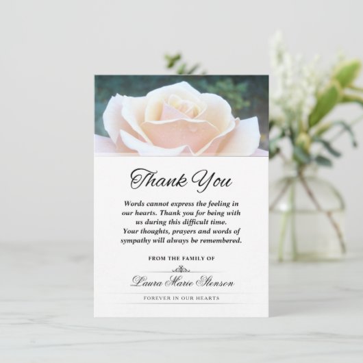 ホワイトローズサンキュー悔やみや弔慰葬式 サンキューカード (スタンド正面)