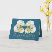 ホワイトローズシックエレガントフローラブーケ誕生日 カード (黄色い花)