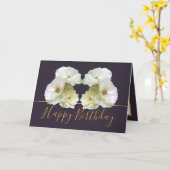 ホワイトローズシックエレガントフローラブーケ誕生日 カード (黄色い花)