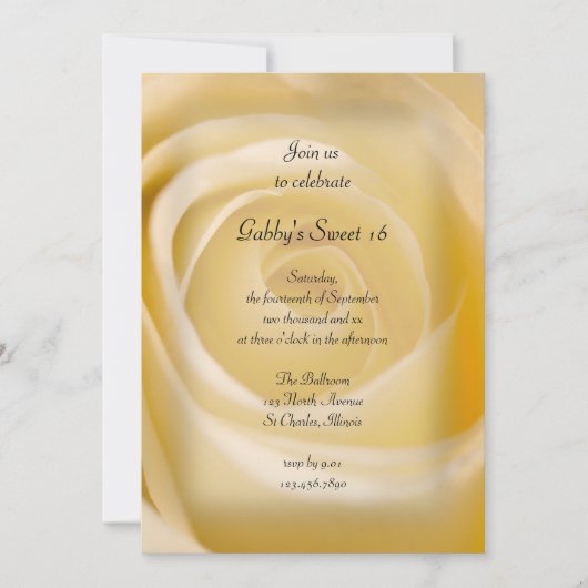 ホワイトローズスウィート16バースデーパーティー 招待状 (正面)
