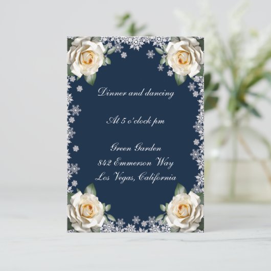 ホワイトローズスノーフレーククリスマスウェディングレセプション 招待状 (スタンド正面)