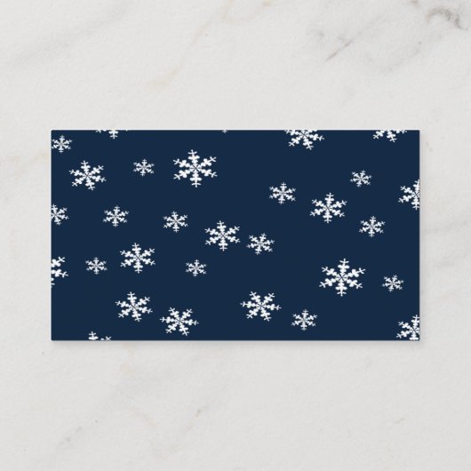 ホワイトローズスノーフレーククリスマステ結婚ーブル プレイスカード (裏面)