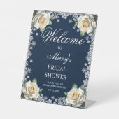 ホワイトローズスノーフレーククリスマスブライダルシャワー 台座サイン (正面)